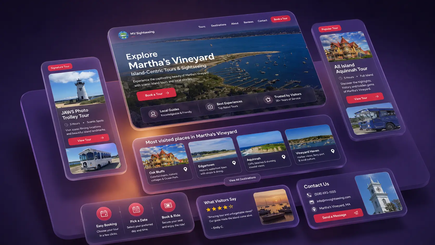 MV Tour — Tour and booking website for Martha’s Vineyard sightseeing experiences.